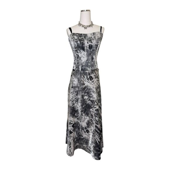 Simon Chang 3 Piece Whimsygoth Tie Dye Gray Corset, Jacket + Skirt Set Size 16 - Picture 1 of 7
